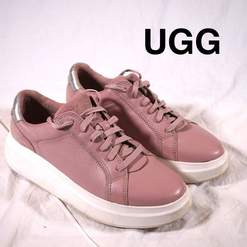 UGG Scape Pink Leather Platform Sneakers Womens Size 8